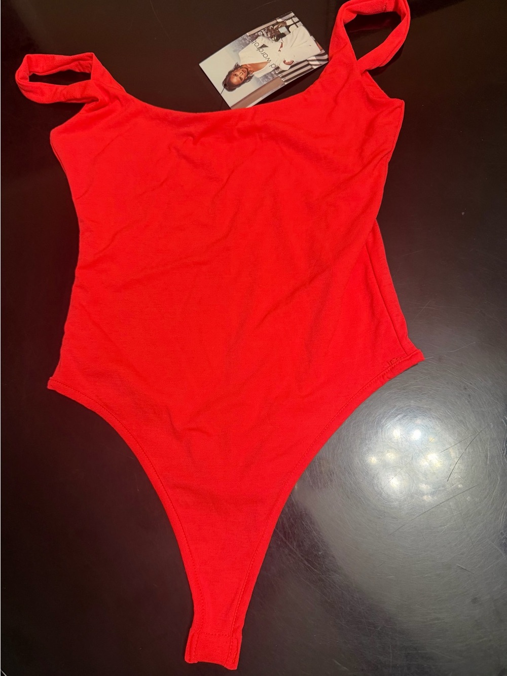 naked wardrobe Bright Red Scoop Neck Sleeveless Bodysuit